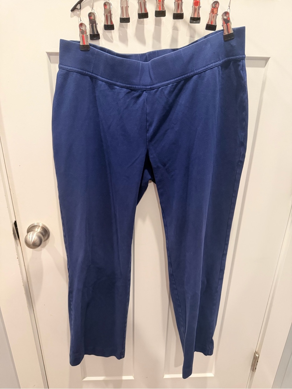 Lands End Starfish Navy Stretch Pull On Straight Leg Pants Plus Size 1X